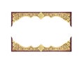 Decorative gold engraving patterns on wood frame  isolated on white background , clipping path Royalty Free Stock Photo