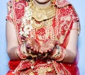 Close up of Decorative hands of Indian Bride