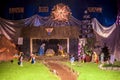 Close up of decorative house made of Jesus Christ with mother marry on Holy day of Christmas. Royalty Free Stock Photo