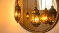 Ornate Moroccan Lanterns Reflecting Warm Golden Light Royalty Free Stock Photo