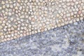 Decorative small stone texture on concrete wall brown and dark blue background Royalty Free Stock Photo