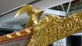 Close-up of decorative wooden ornaments with gilding in oriental style