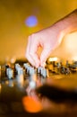 Close-up of deejays hand Royalty Free Stock Photo