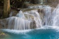 Close up deep blue stream waterfalls