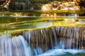 Close up deep forest stream waterfall Royalty Free Stock Photo