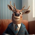 Deer Businessman In The Office. Generative AI