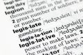 Close Up of Specific Word Legislate in a Royalty Free Stock Photo