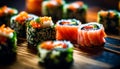 Assorted Sushi Platter Close-Up Royalty Free Stock Photo