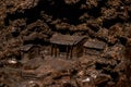 Close-up of delicate miniature wooden root carvings