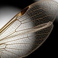 Close-up of a delicate, translucent insect wing, showcasing a complex network of intricate veins Royalty Free Stock Photo