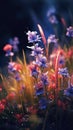 Close-Up of Delicate Wildflowers in Bloom AI Generated