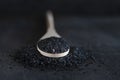 Close-up of Delicious black lava salt