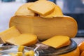 Delicious cheese on the market Royalty Free Stock Photo