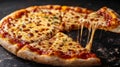 Close Up of Delicious Cheese Pizza Slice Royalty Free Stock Photo