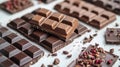 Close-up of delicious chocolate bars lying on a white table. The concept of sweets Royalty Free Stock Photo
