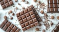 Close-up of delicious chocolate bars lying on a white table. The concept of sweets Royalty Free Stock Photo