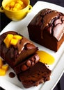 delicious chocolate cake with caramel sauce , AI Generated