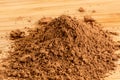 Close up of delicious Cocoa Power on a wooden background