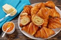 Close-up of delicious croissants on plate Royalty Free Stock Photo