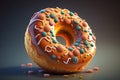 Close-up of a Delicious Donut. Generative AI