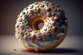 Close-up of a Delicious Donut. Generative AI