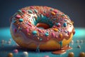 Close-up of a Delicious Donut. Generative AI