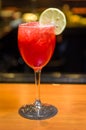 Close-up of delicious drink in glass of red berries Royalty Free Stock Photo