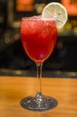 Close-up of delicious drink in glass of red berries Royalty Free Stock Photo