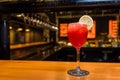 Close-up of delicious drink in glass of red berries Royalty Free Stock Photo