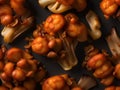 close up of delicious food, fried crispy mushroom