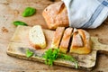 Home made italian ciabatta bread, olive oil and parmesan cheese Royalty Free Stock Photo