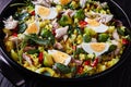 Close-up of delicious Kedgeree in a pan