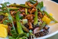 Close up of a delicious mixed salad with asparagus and quinoa