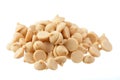 Close up of delicious Peanut Butter Chips with white background Royalty Free Stock Photo