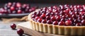Close Up of Delicious Pie Adorned With Fresh Cranberries