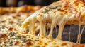Close Up of a Delicious Pizza Slice with Melted Cheese Royalty Free Stock Photo