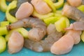 close up of a delicious plate of ceviche with shrimp, scallops, cucumber and lemon juice a wealth of Latin American food Royalty Free Stock Photo