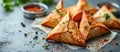 Close-Up of Delicious Samsa on Table