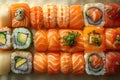 Assorted Fresh Sushi Platter With Vibrant Colors Royalty Free Stock Photo