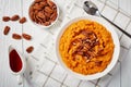 Close-up of delicious sweet potato mash, top view Royalty Free Stock Photo