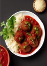 Delicious and tasty food-fried chicken with tomato sauce and vegetables