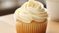 Close up of a delicious and tempting vanilla cupcake on the joyous occasion of vanilla cupcake day