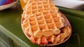 Close up of delicious waffles