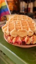 Close up of delicious waffles