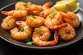 Close-Up Delight: Fried Shrimp with Garlic in Mouthwatering Detail.