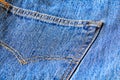 Close up of jeans back pocket detail of men`s jeans