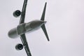 Close up of departing airplane, with visible fuselage details Royalty Free Stock Photo