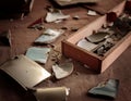 Loss and emptiness featuring elements like empty spaces, broken items, and fading memories representing feelings of absence, grief