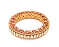 Close up of designer gold and diamond bangle