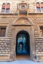 The close-up on the detail of architecture in Bologna, Italy